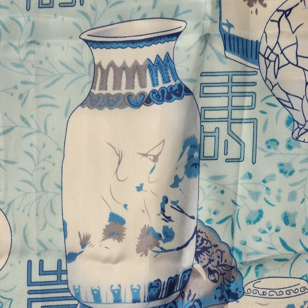 Blue and White Print Scarf